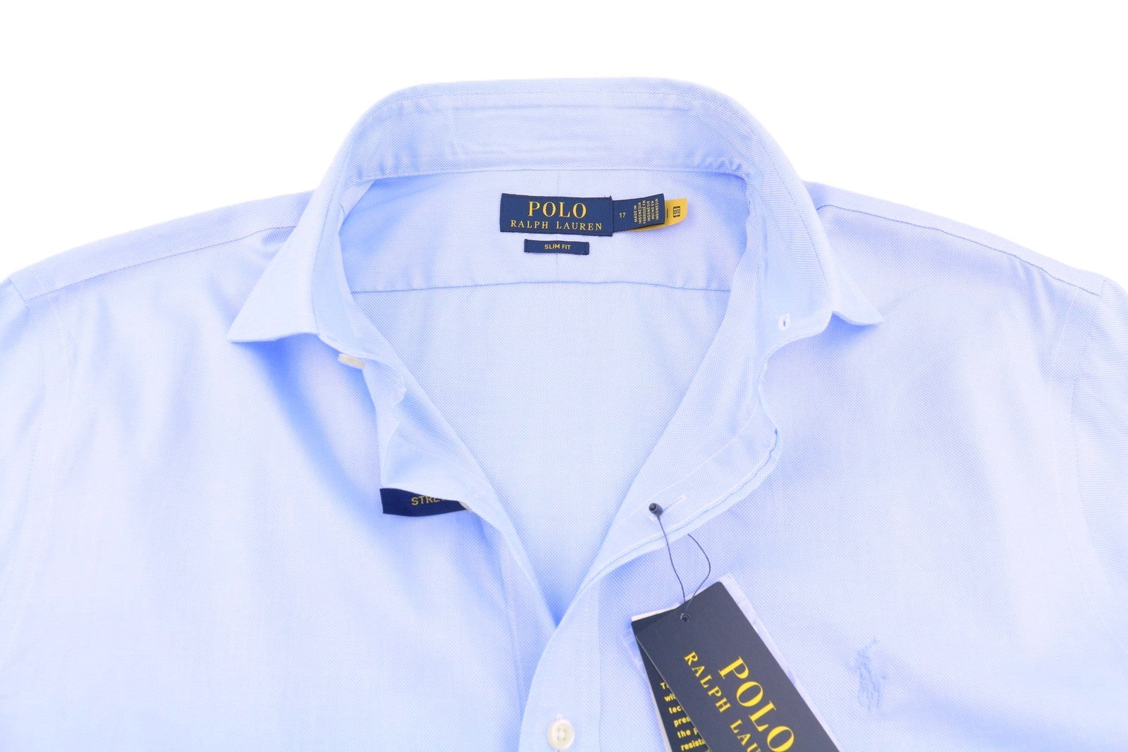 RALPH LAUREN Men Formal Shirt 17 Blue Cutaway Neck Button-Up Slim Fit RRP149