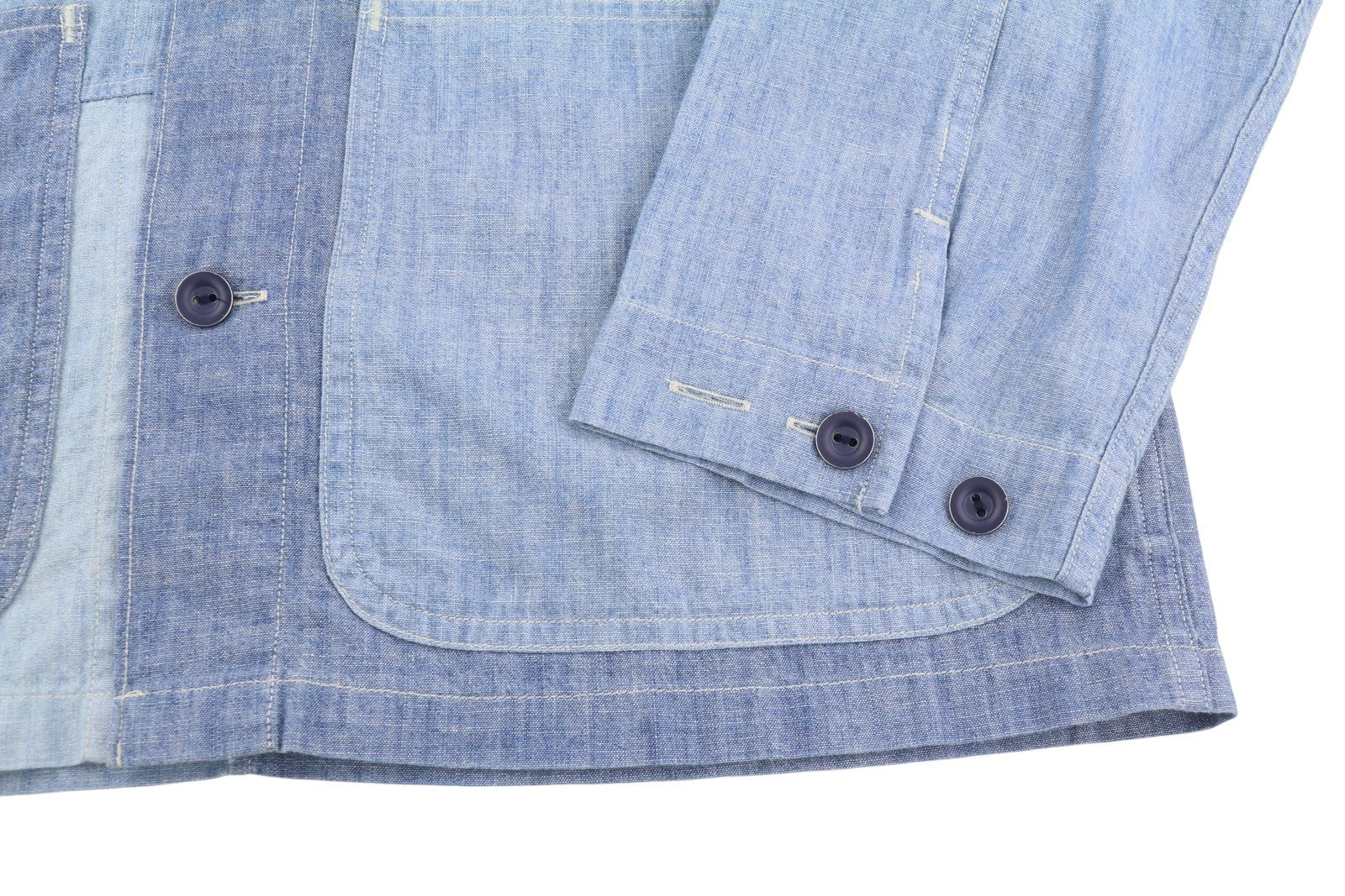 RALPH LAUREN Men Shirt S Blue Faded Patchwork Button-Up Spread Classic RRP199