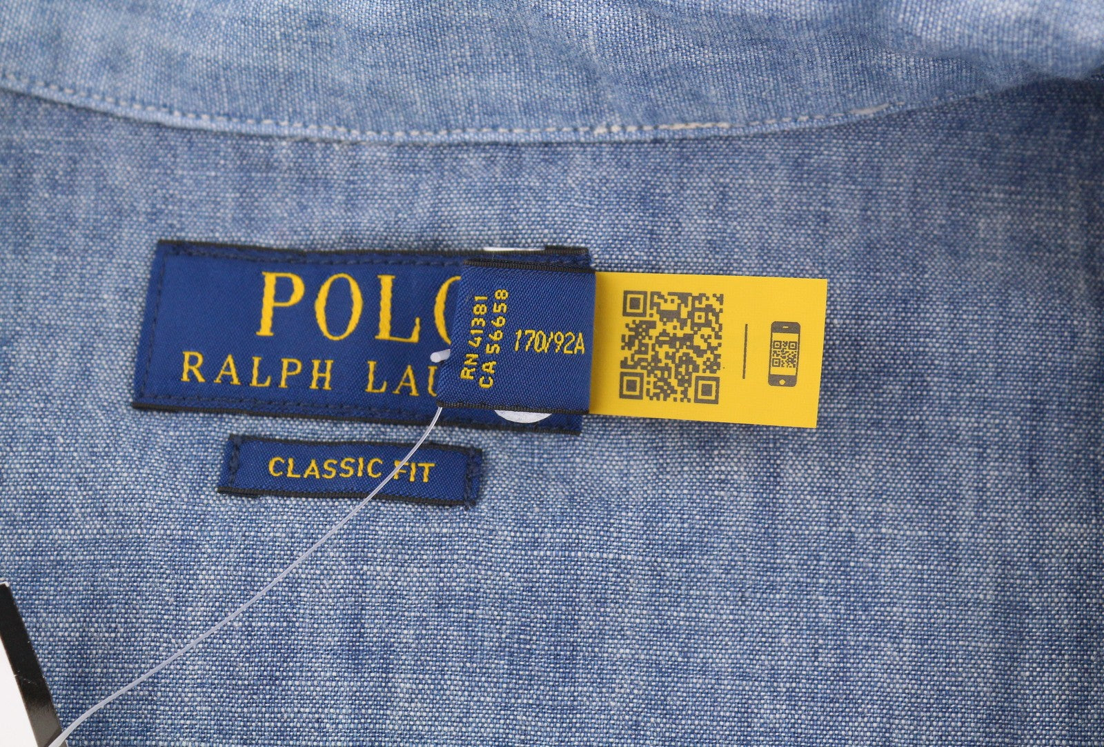 RALPH LAUREN Men Shirt S Blue Faded Patchwork Button-Up Spread Classic RRP199