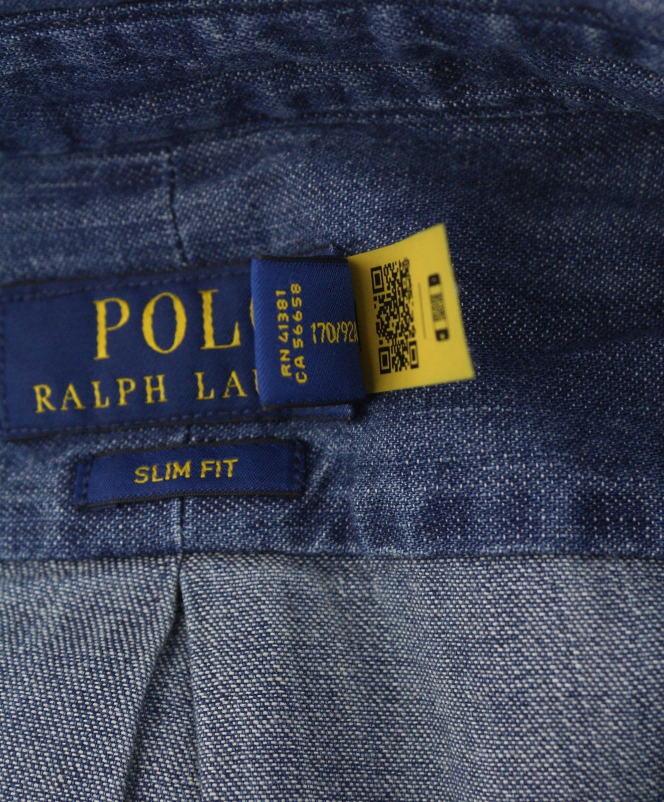RALPH LAUREN Core Replen Men Shirt S Blue Denim Faded Button Down Slim RRP159
