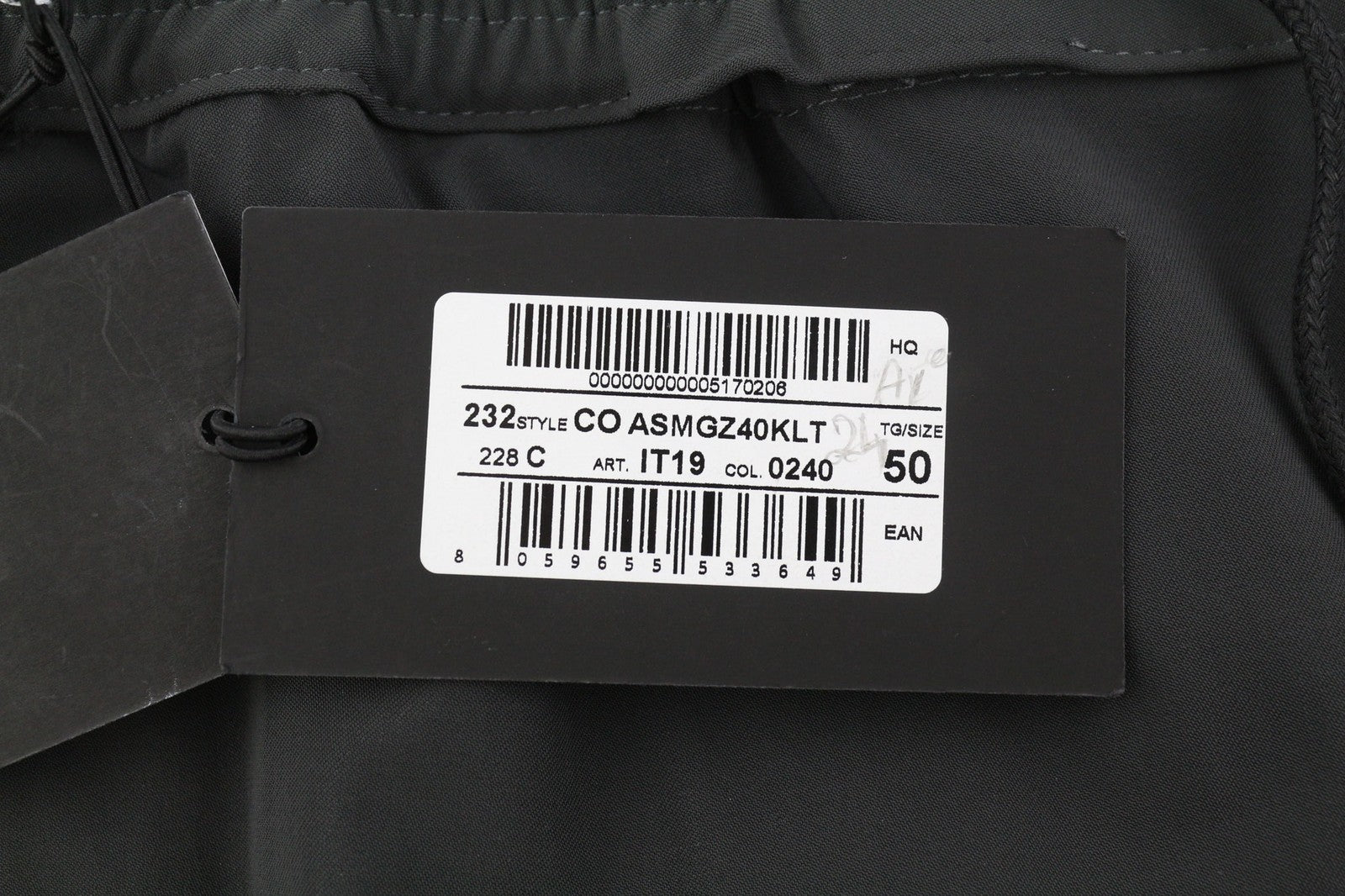 PT TORINO Omega Men Trousers 50 Dark Grey Elastic Drawstring Waist Tapered Zip