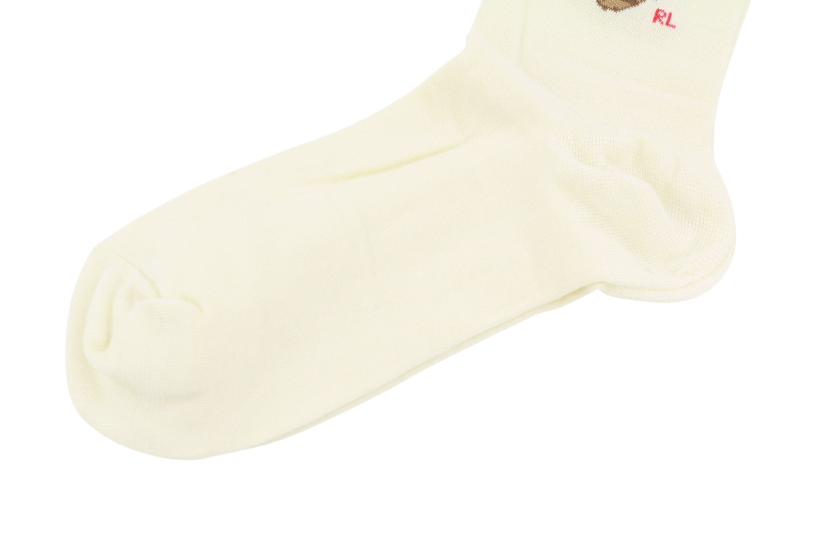 RALPH LAUREN Women Socks OS Cream Bear Print Logo Tight-Knit Stretch Unisex
