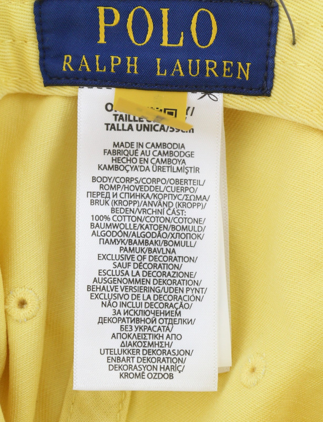 RALPH LAUREN Classic Sport Men Cap OS Yellow Embroidered Logo Baseball Unisex