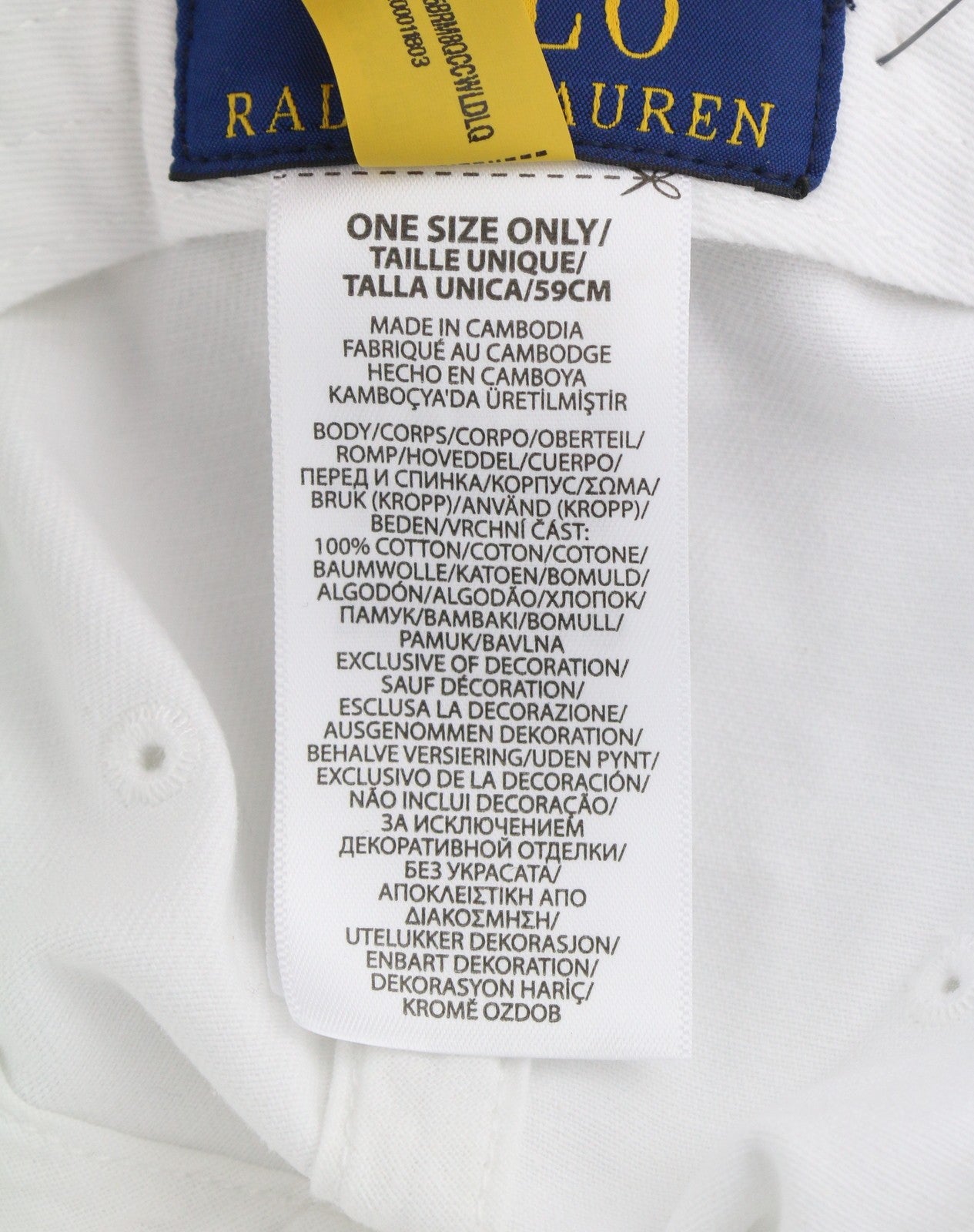 RALPH LAUREN Core Replen Men Cap OS White Embroidered Logo Baseball Unisex