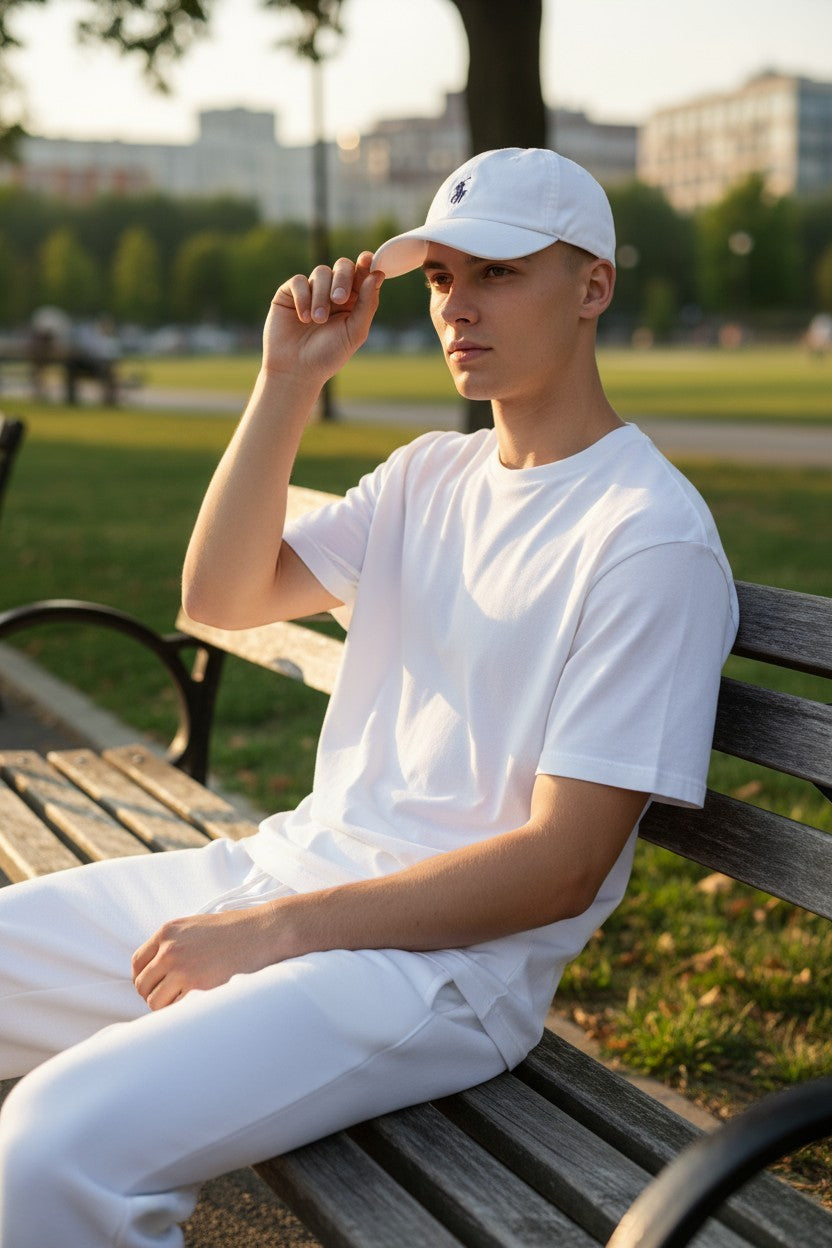 RALPH LAUREN Core Replen Men Cap OS White Embroidered Logo Baseball Unisex