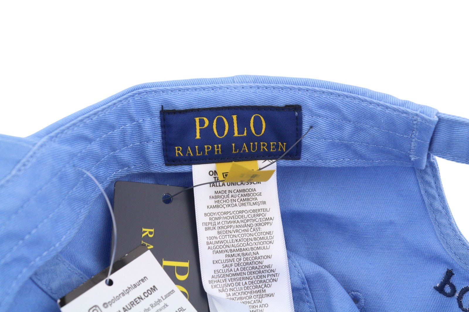 RALPH LAUREN Men Cap OS Light Blue Embroidered Logo Cotton Baseball Unisex