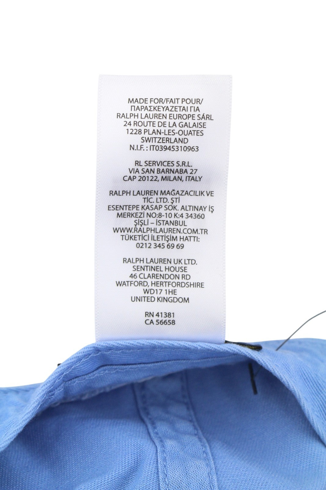 RALPH LAUREN Men Cap OS Light Blue Embroidered Logo Cotton Baseball Unisex