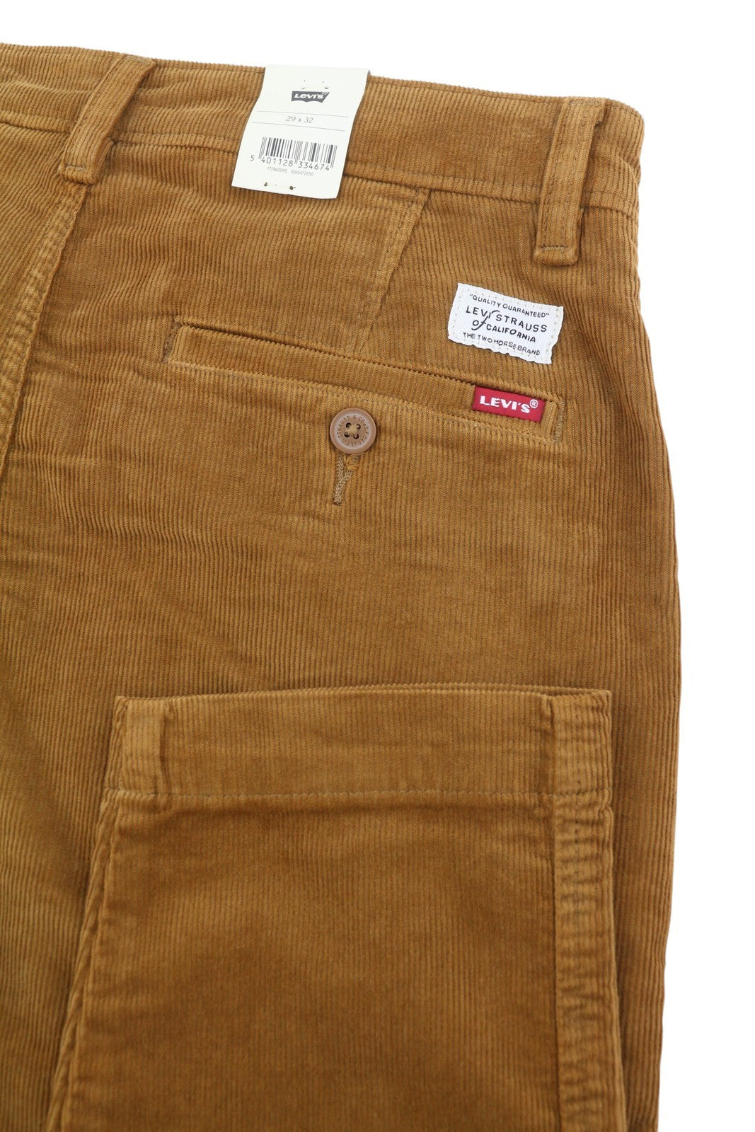 LEVI'S XX Chino Men Trousers W29/L32 Brown Corduroy Standard Taper Fit Big E