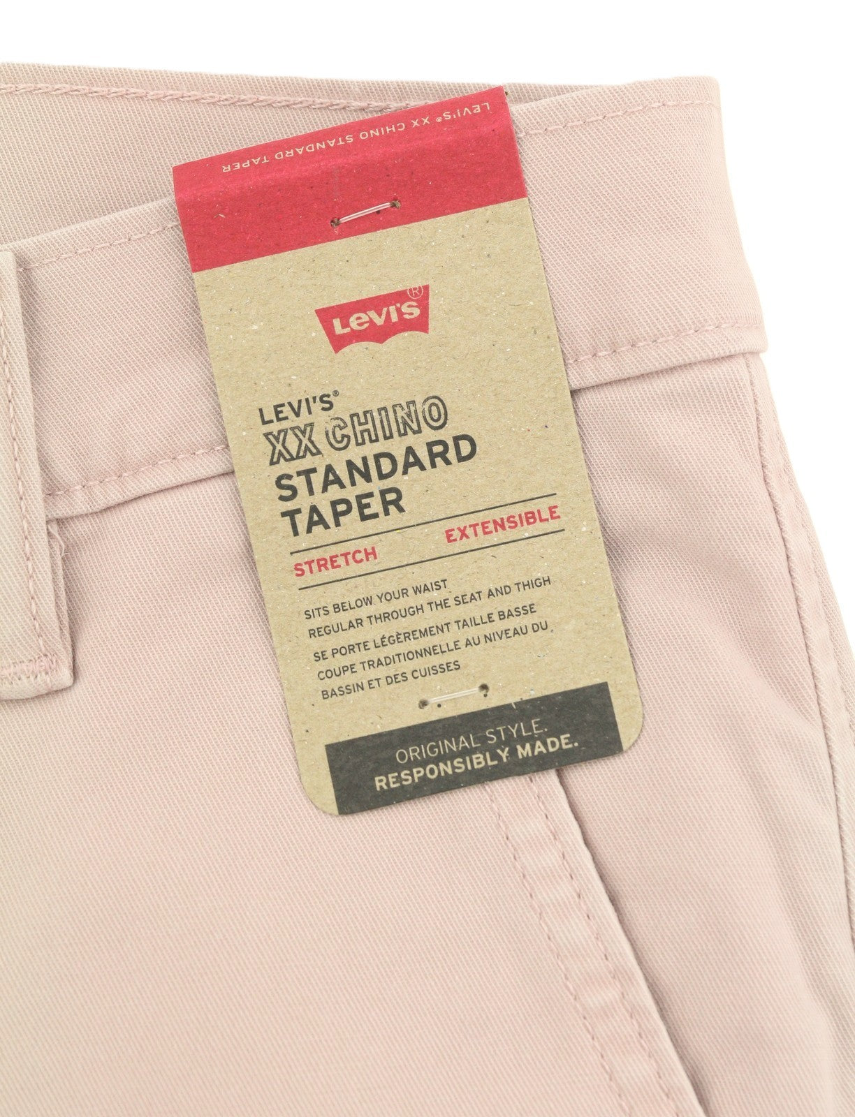 LEVI'S XX Chino Men Trousers W31/L32 Pink Standard Taper Stretch Extensible