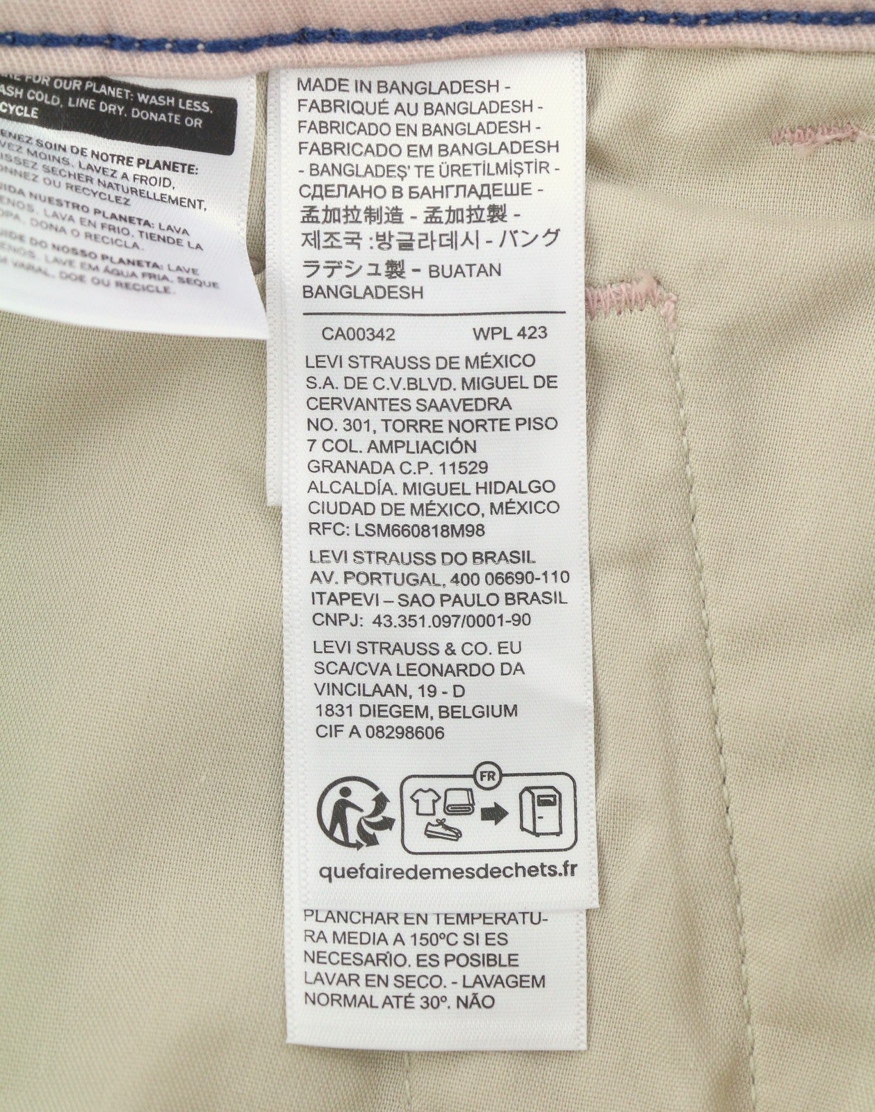 LEVI'S XX Chino Men Trousers W31/L32 Pink Standard Taper Stretch Extensible