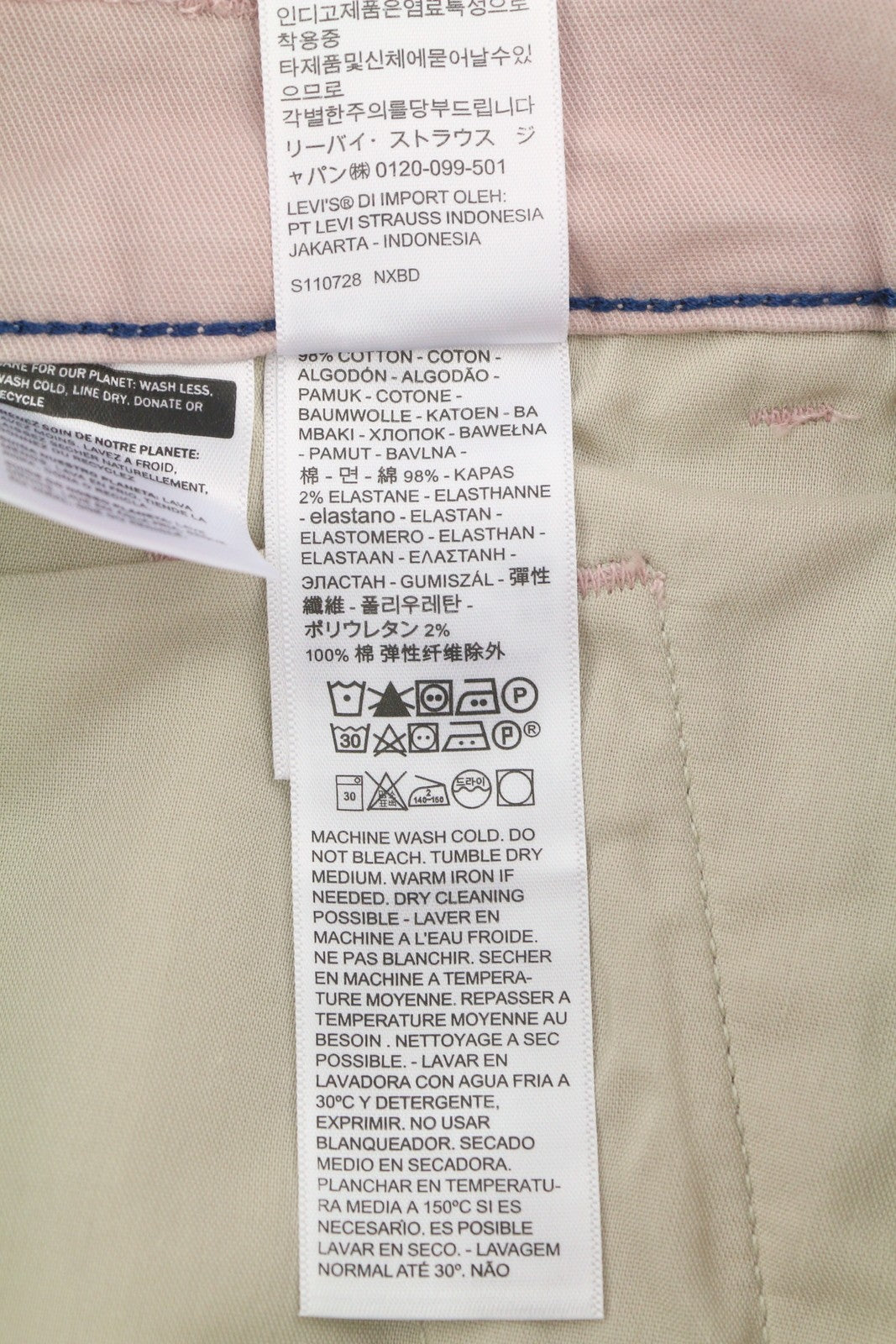 LEVI'S XX Chino Men Trousers W36/L34 Pink Standard Taper Stretch Extensible