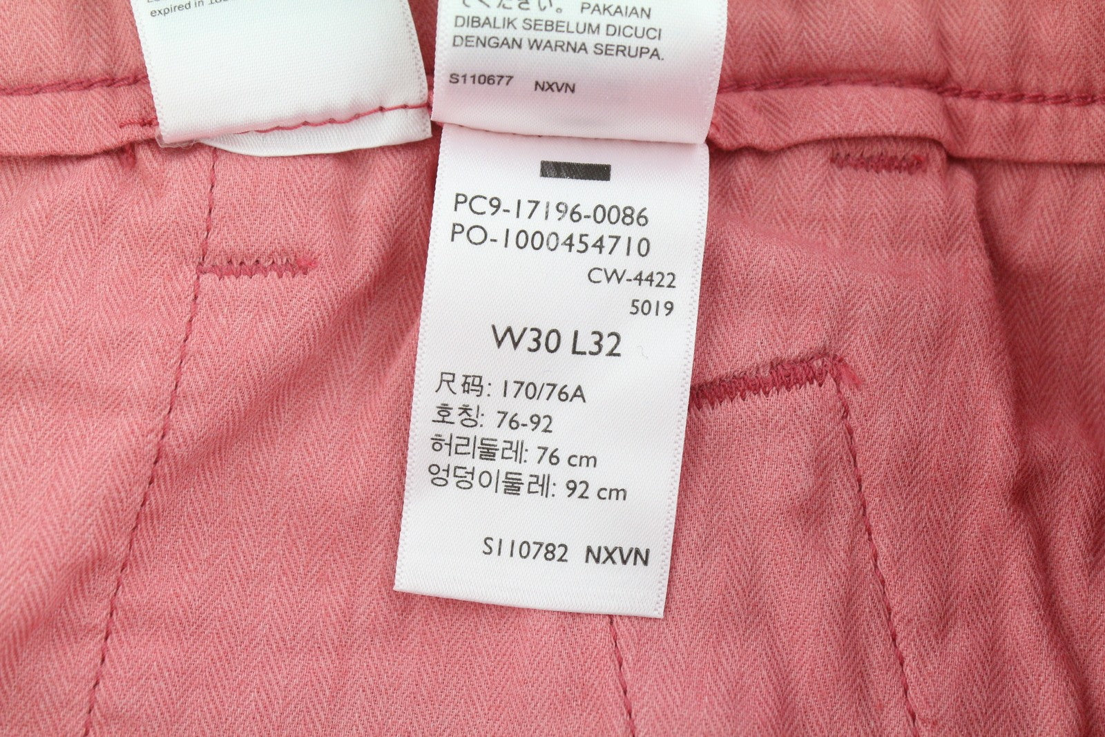 LEVI'S XX Chino Men Trousers W30/L32 Mid Pink Standard Taper Stretch Extensible