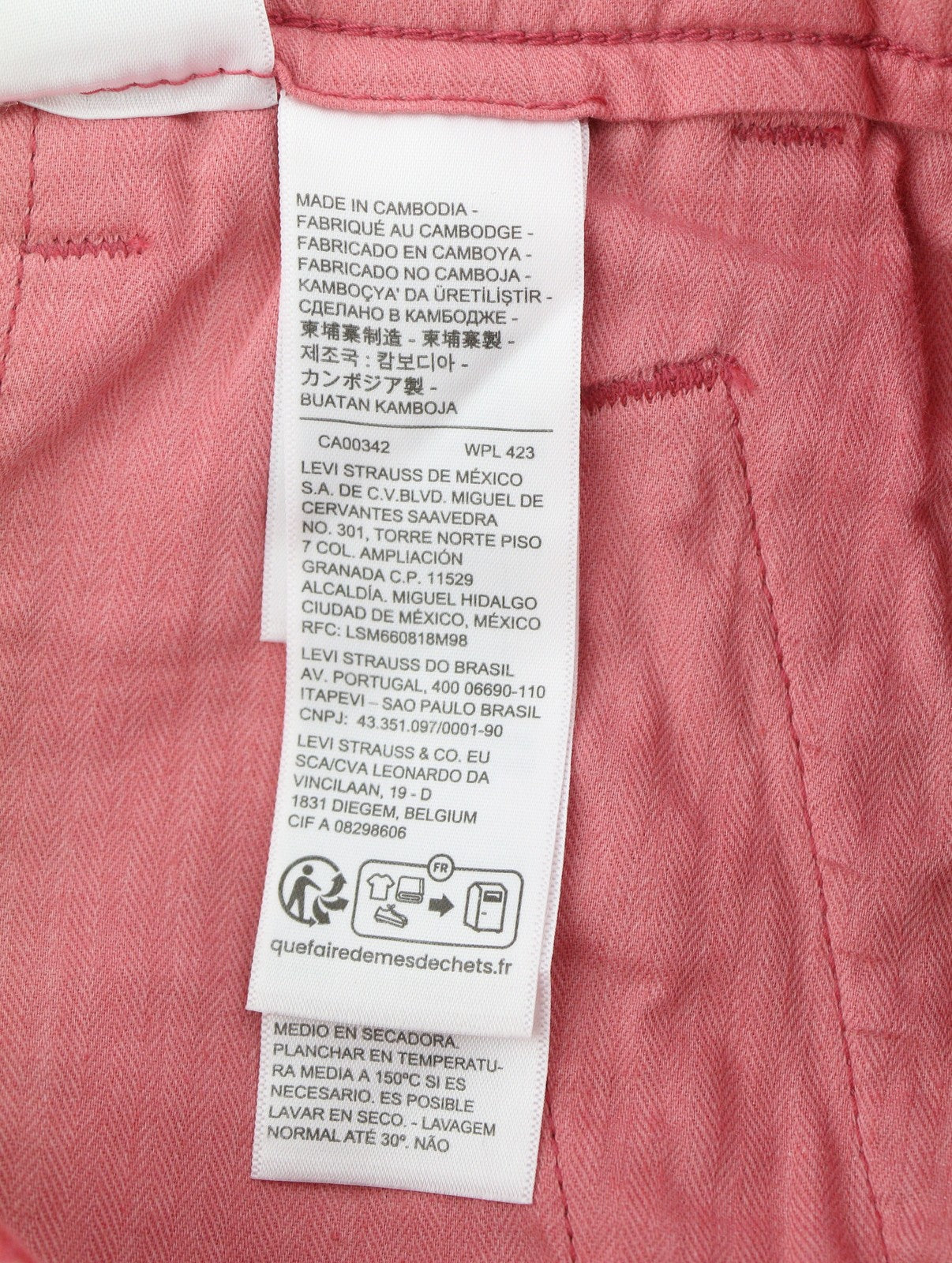 LEVI'S XX Chino Men Trousers W30/L32 Mid Pink Standard Taper Stretch Extensible