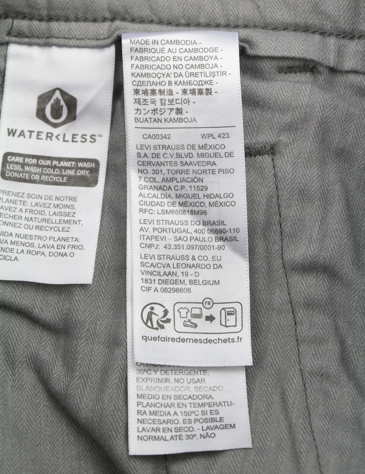 LEVI'S XX Chino Men Trousers W28/L32 Grey Standard Taper Big E Stretch Zip Fly