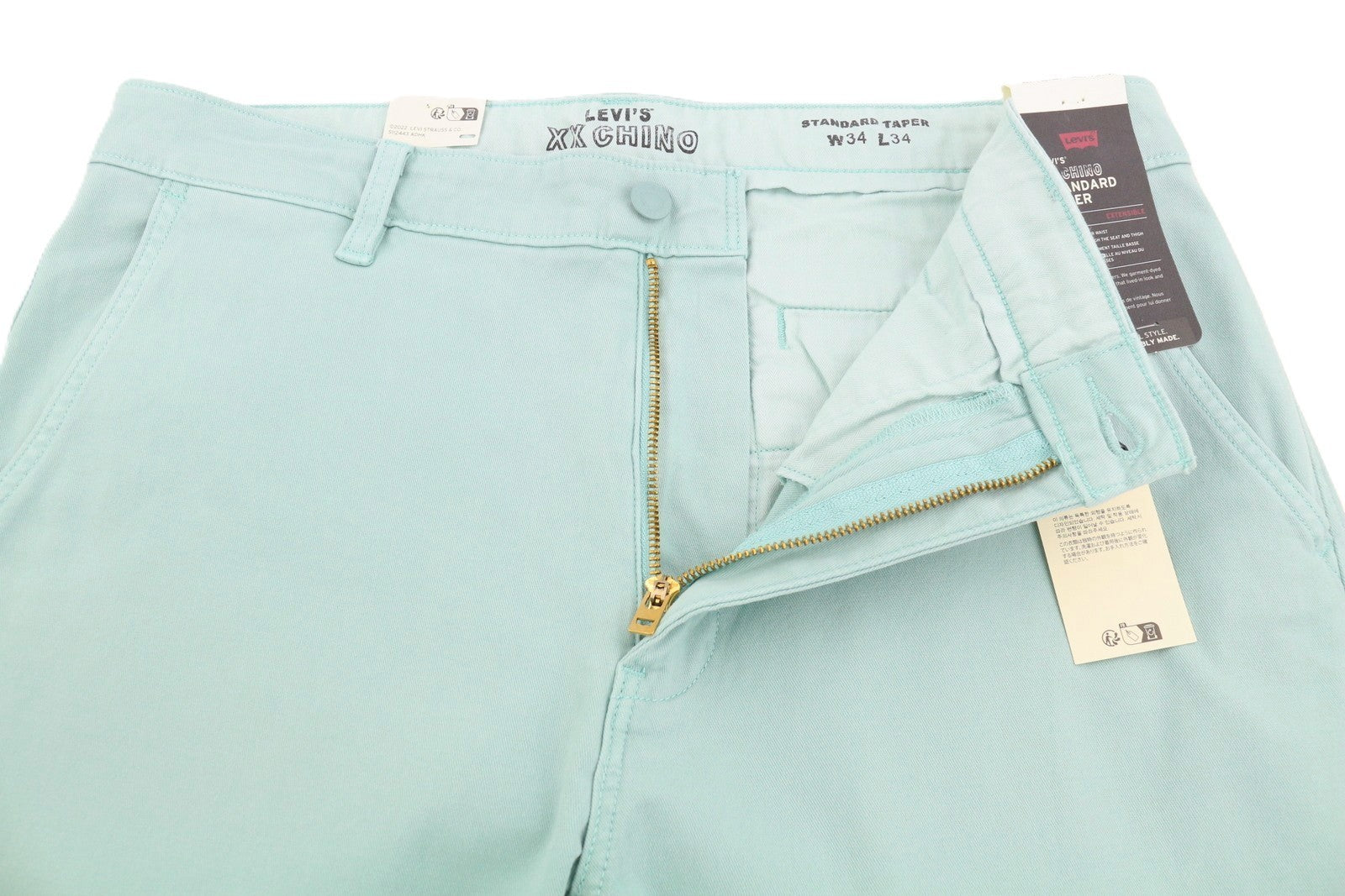 LEVI'S XX Chino Men Trousers W34/L34 Blue Standard Taper Big E Stretch Zip Fly