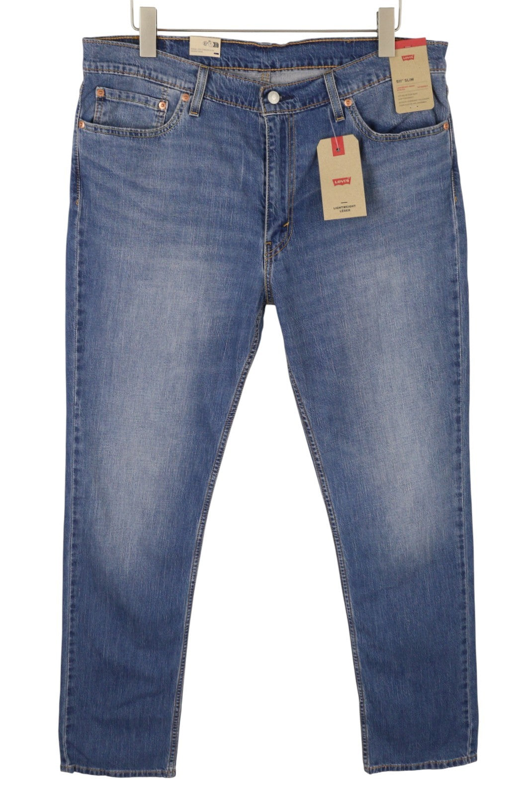 LEVI'S 511 vyriški džinsai W38/L34 mėlyni, išblukę, lengvi, tamprūs, prailginami. 