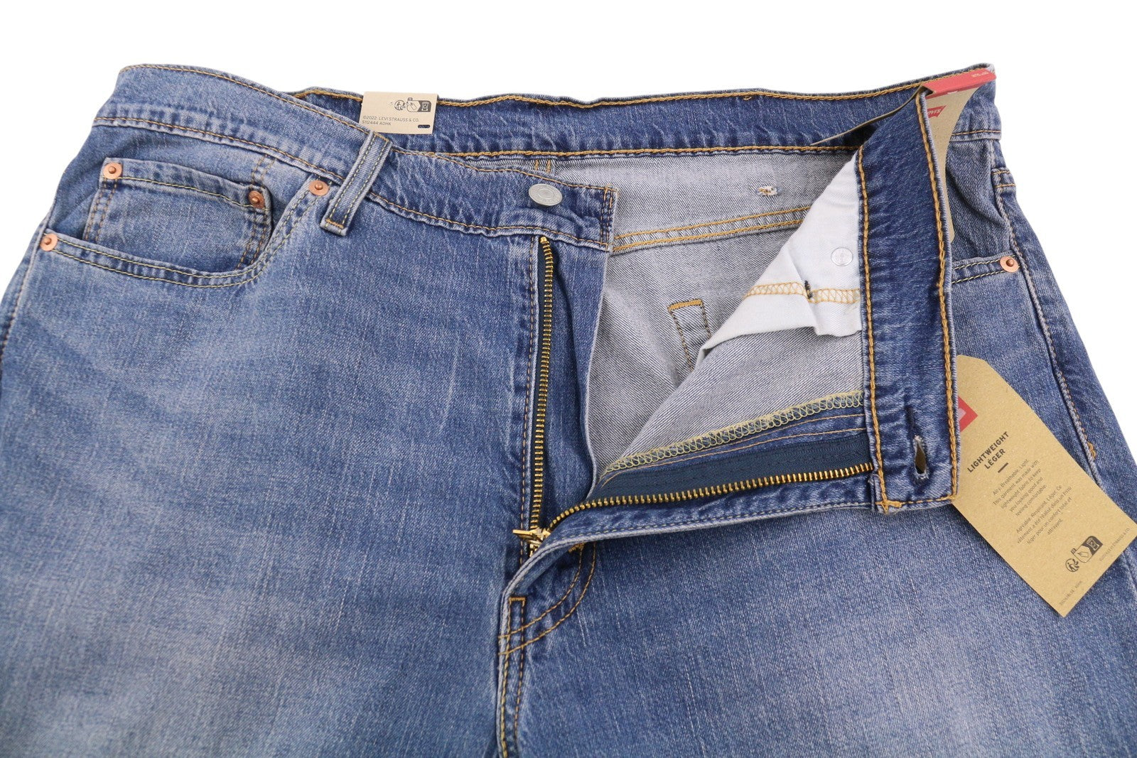 LEVI'S 511 vyriški džinsai W38/L34 mėlyni, išblukę, lengvi, tamprūs, prailginami. 