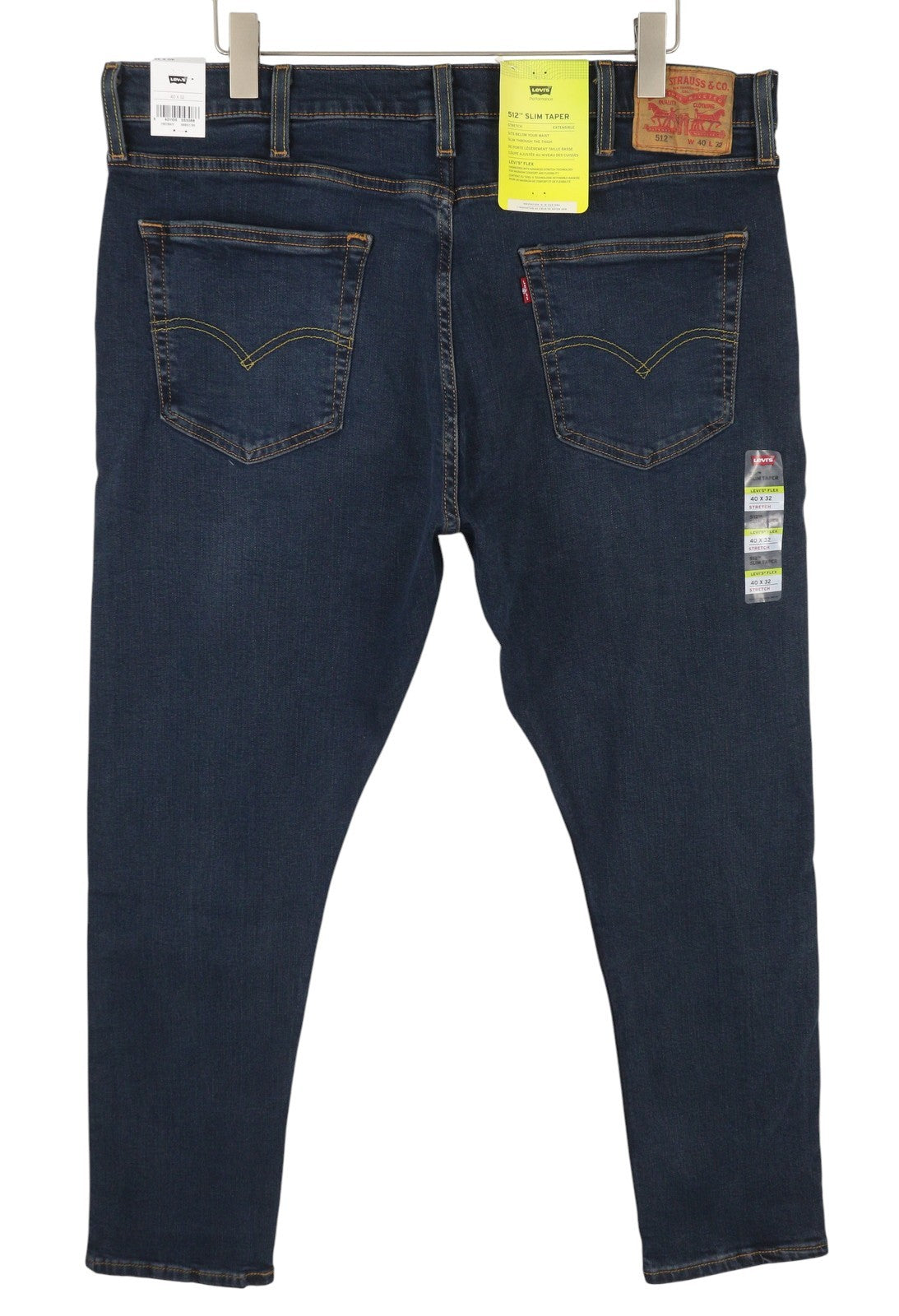 LEVI'S 512 vyriški džinsai W40/L32 mėlyni, išblukę, ploni, siaurėjantys, „Flex Stretch“ stiliaus. 