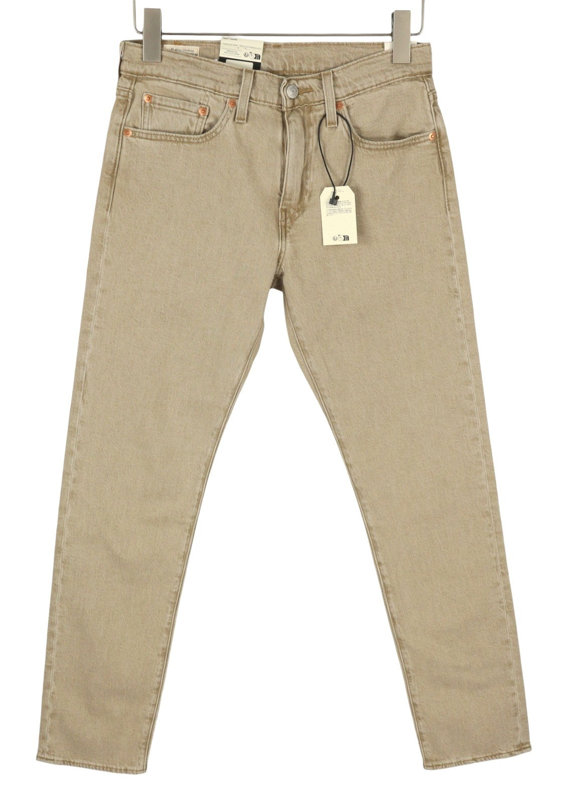 LEVI'S 502 Men Jeans W28/L32 Premium Big E Tapered Fit Zip Fly Beige Denim