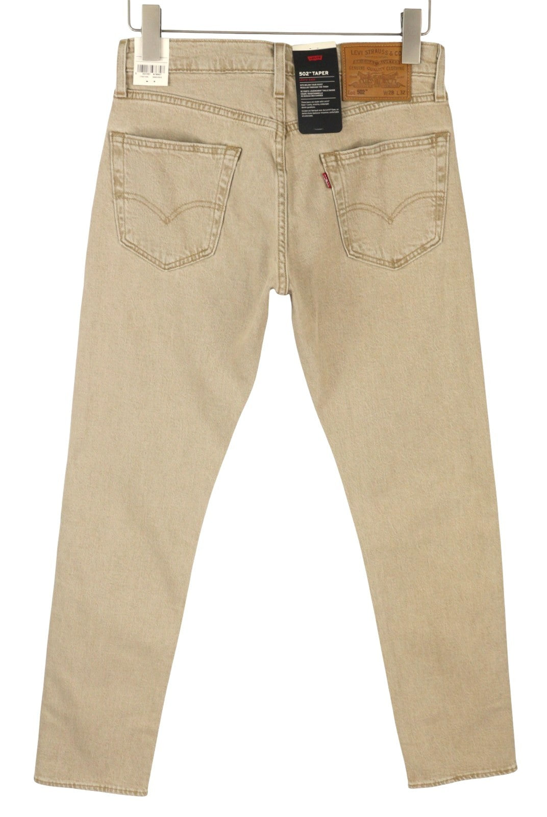 LEVI'S 502 vyriški džinsai W28/L32 Premium Big E Tapered Fit Zip Fly Beige Denim 