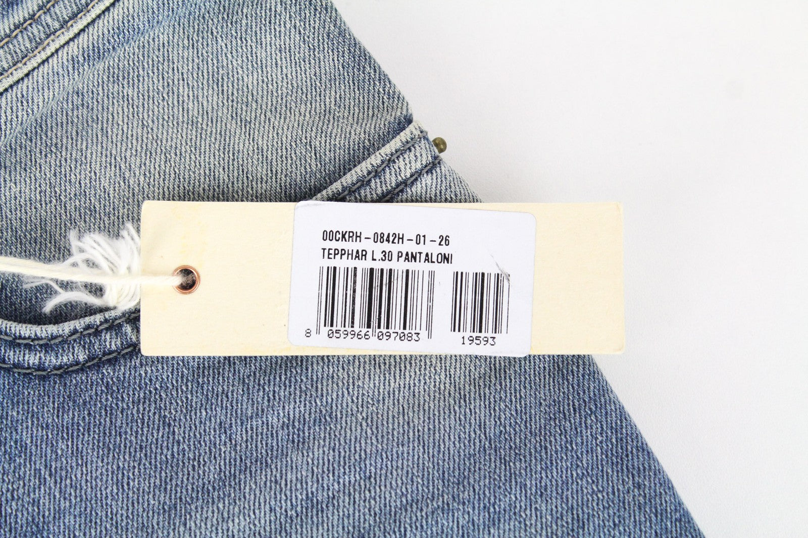 DIESEL Tepphar 0842H vyriški džinsai W26/L30 Slim Carrot Fit tamprūs mėlyni su sagomis 