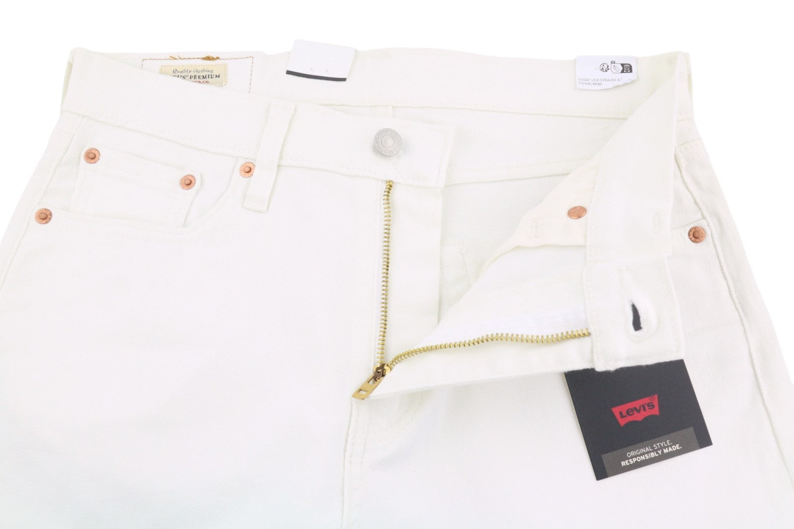 LEVI'S 512 Men Jeans W30/L32 White Premium Big E Slim Tapered Fit Zip Fly Denim