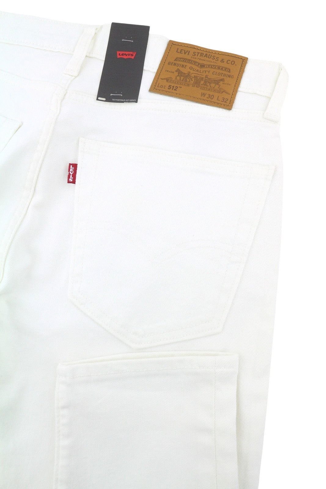LEVI'S 512 Men Jeans W30/L32 White Premium Big E Slim Tapered Fit Zip Fly Denim