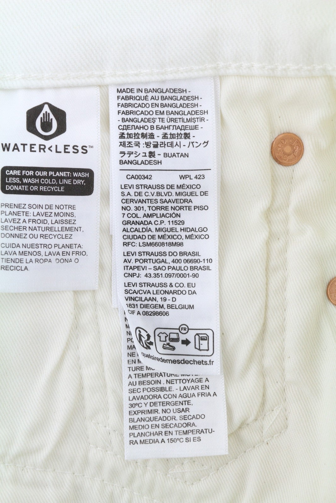 LEVI'S 512 Men Jeans W30/L32 White Premium Big E Slim Tapered Fit Zip Fly Denim