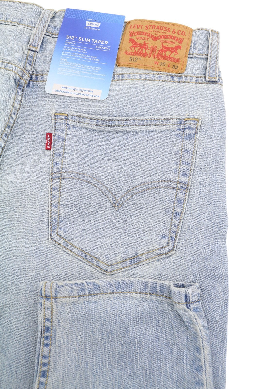 LEVI'S 512 vyriški džinsai W32/L32 Slim Taper Stretch Extensible Faded Denim Blue 