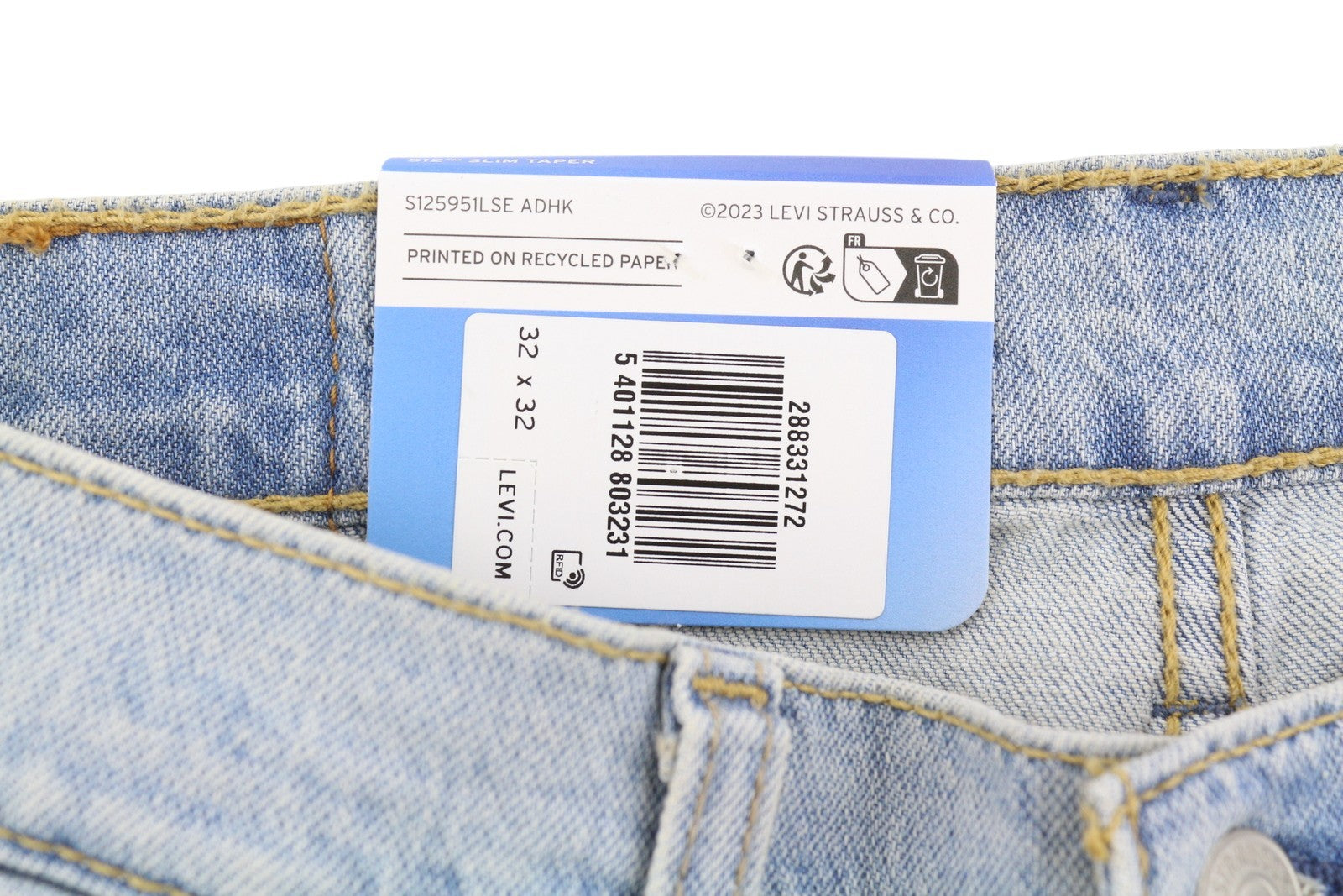 LEVI'S 512 vyriški džinsai W32/L32 Slim Taper Stretch Extensible Faded Denim Blue 