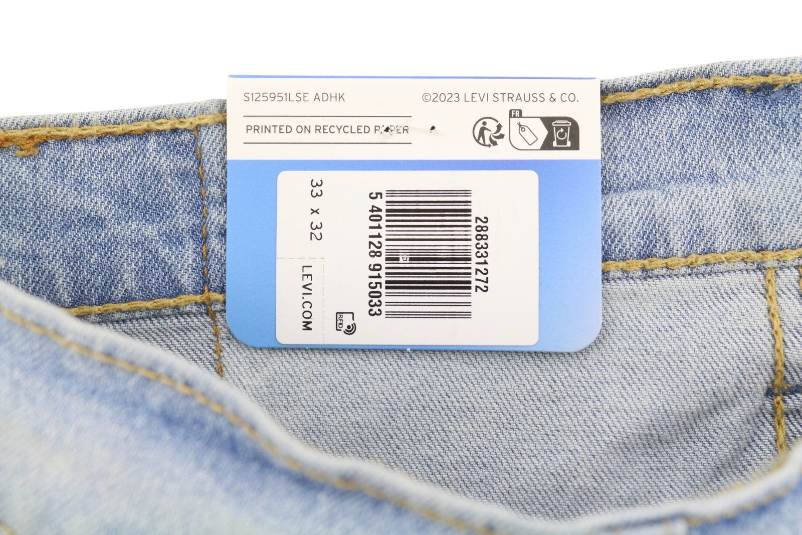 LEVI'S 512 Men Jeans W33/L32 Slim Taper Stretch Extensible Faded Denim Blue