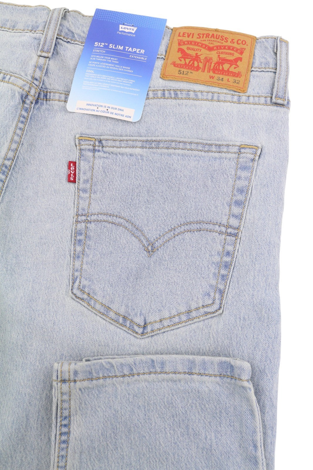 LEVI'S 512 Men Jeans W34/L32 Slim Tapered Stretch Extensible Faded Denim Blue