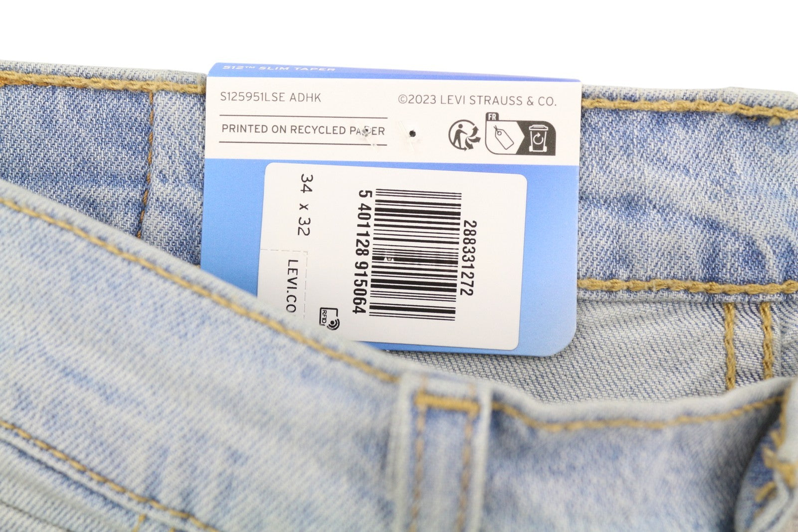 LEVI'S 512 Men Jeans W34/L32 Slim Tapered Stretch Extensible Faded Denim Blue