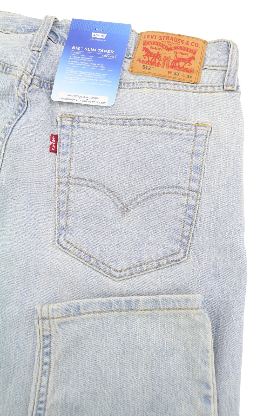 LEVI'S 512 Men Jeans W33/L32 Slim Tapered Stretch Extensible Faded Denim Blue