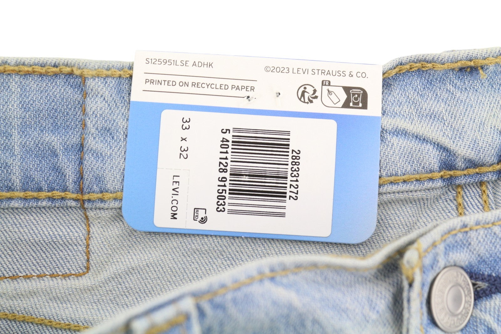 LEVI'S 512 Men Jeans W33/L32 Slim Tapered Stretch Extensible Faded Denim Blue