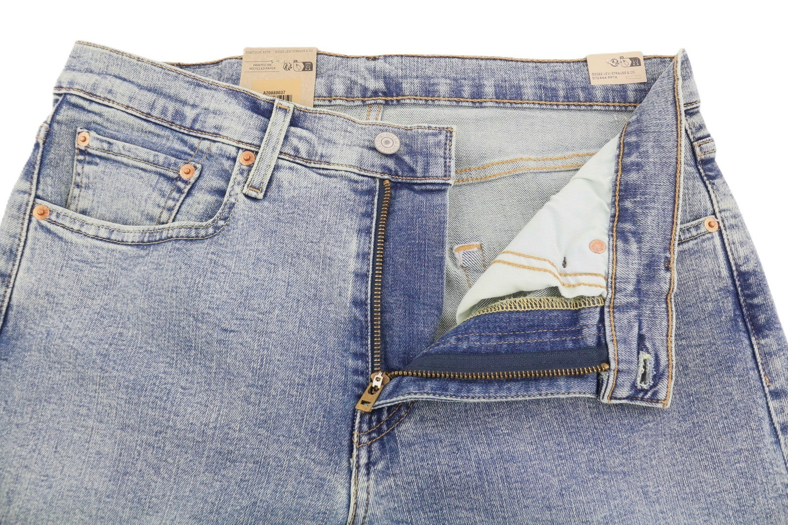 LEVI'S 502 Men Jeans W31/L32 Tapered Stretch Extensible Zip Faded Blue Denim