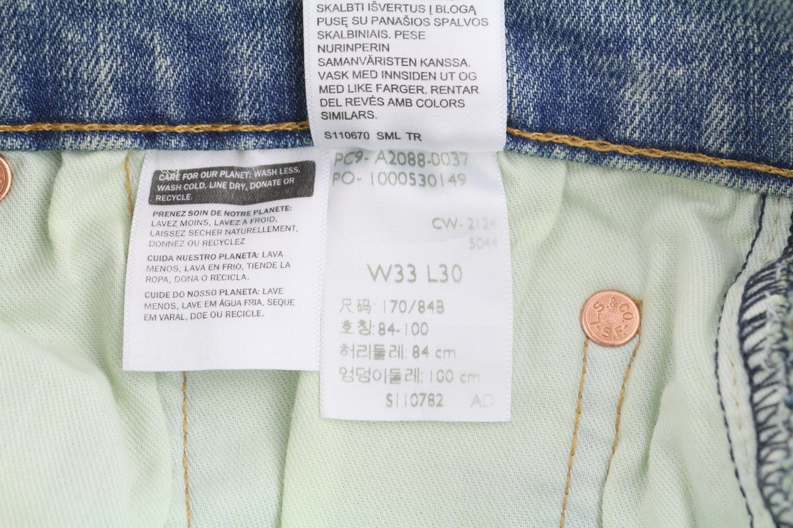 LEVI'S 502 Men Jeans W33/L30 Tapered Stretch Extensible Zip Faded Blue Denim