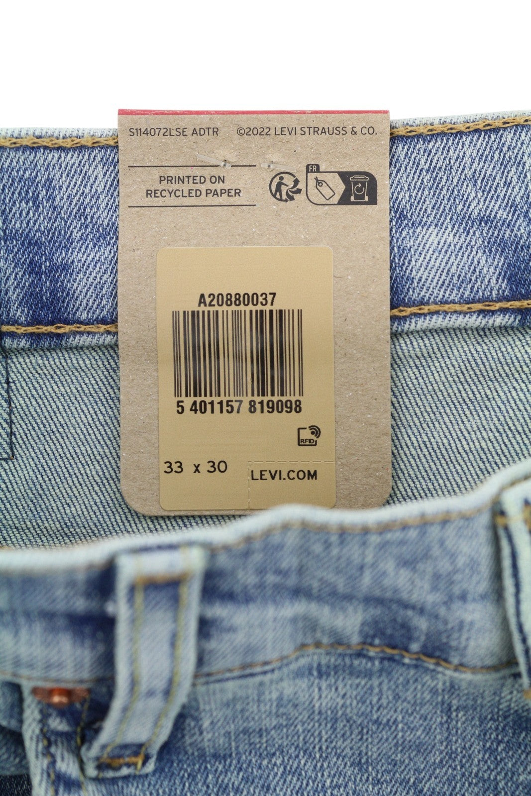 LEVI'S 502 Men Jeans W33/L30 Tapered Stretch Extensible Zip Faded Blue Denim