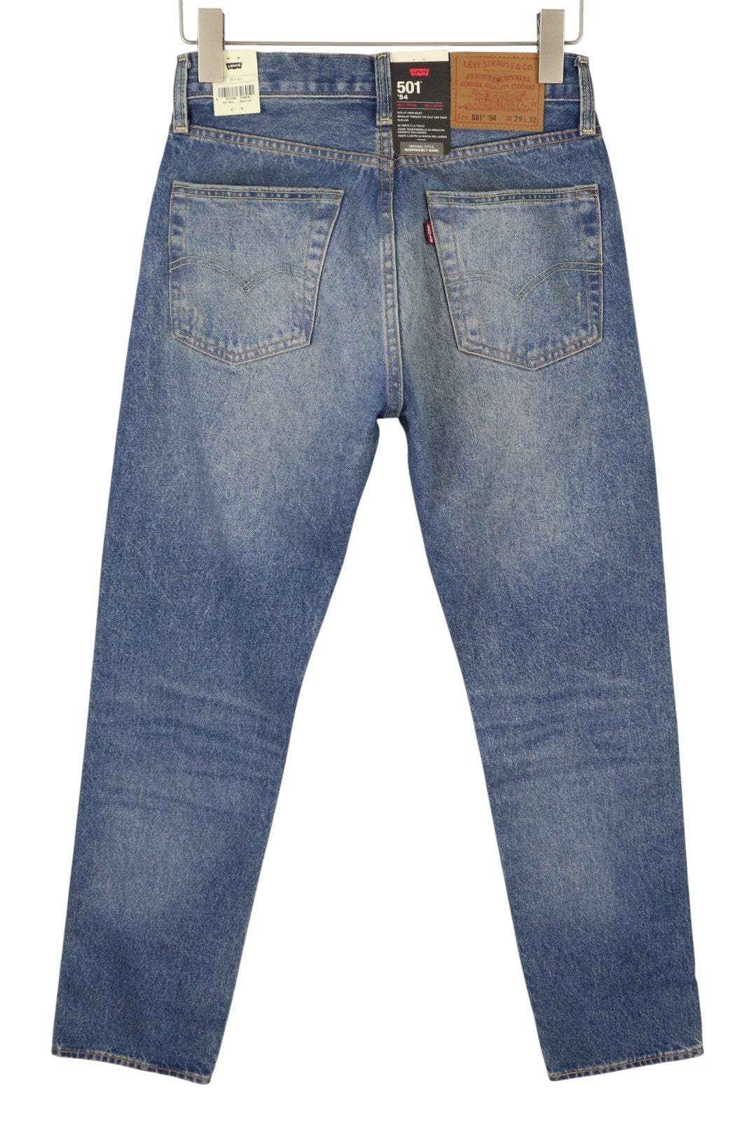 LEVI'S 501 '54 vyriški džinsai W29/L32 Premium Big E Straight Fit, išblukusios mėlynos spalvos 