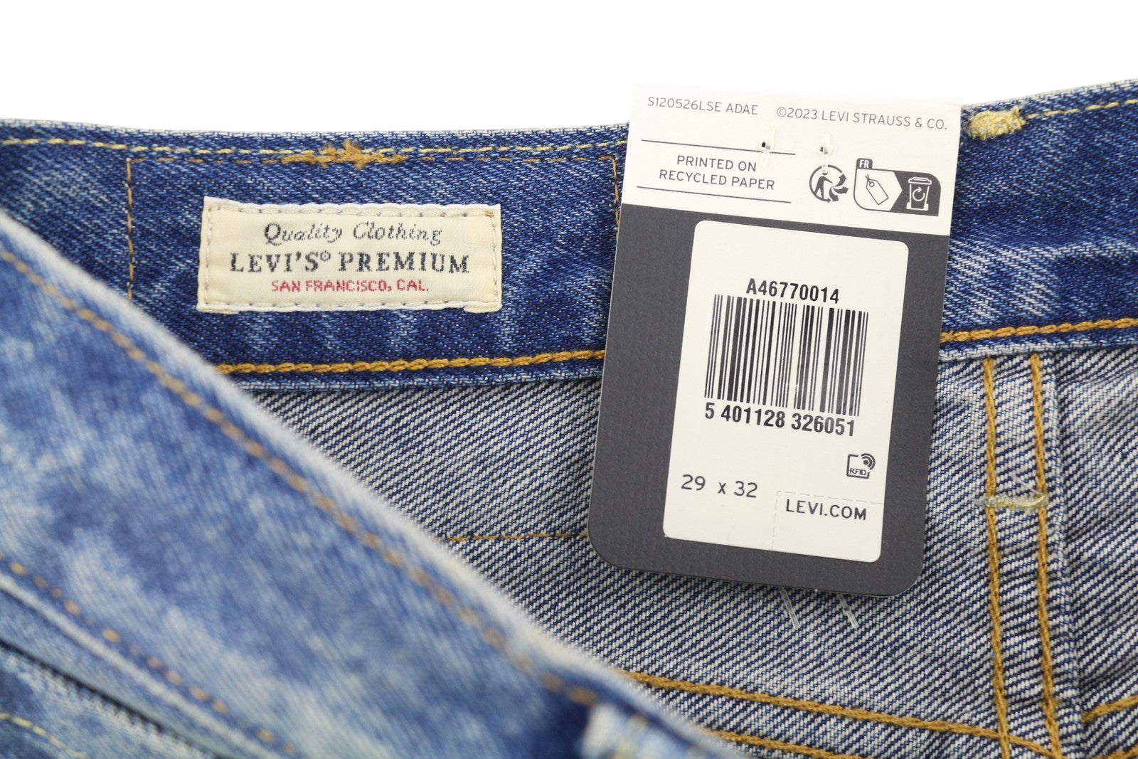 LEVI'S 501 '54 vyriški džinsai W29/L32 Premium Big E Straight Fit, išblukusios mėlynos spalvos 