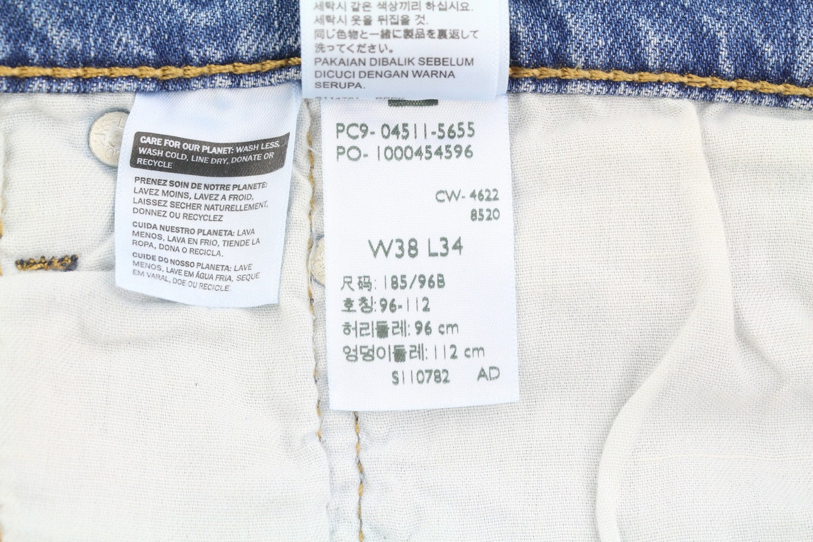 LEVI'S 511 vyriški džinsai W38/L34 Slim Flex Stretch su prailginamu užtrauktuku, išblukusia mėlyna spalva 