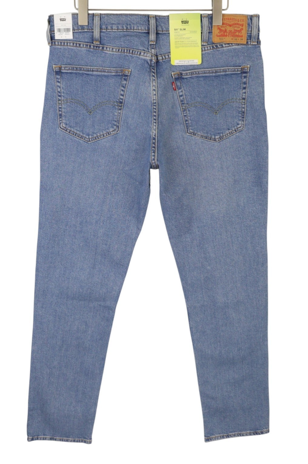 LEVI'S 511 vyriški džinsai W38/L34 Slim Flex Stretch su prailginamu užtrauktuku, išblukusia mėlyna spalva 