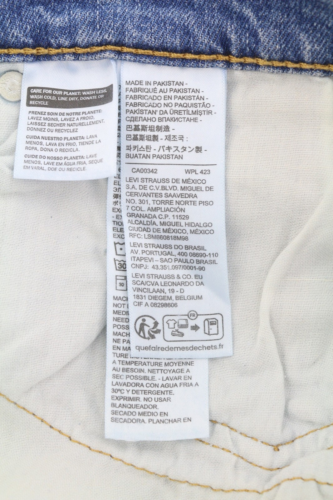 LEVI'S 511 vyriški džinsai W38/L34 Slim Flex Stretch su prailginamu užtrauktuku, išblukusia mėlyna spalva 