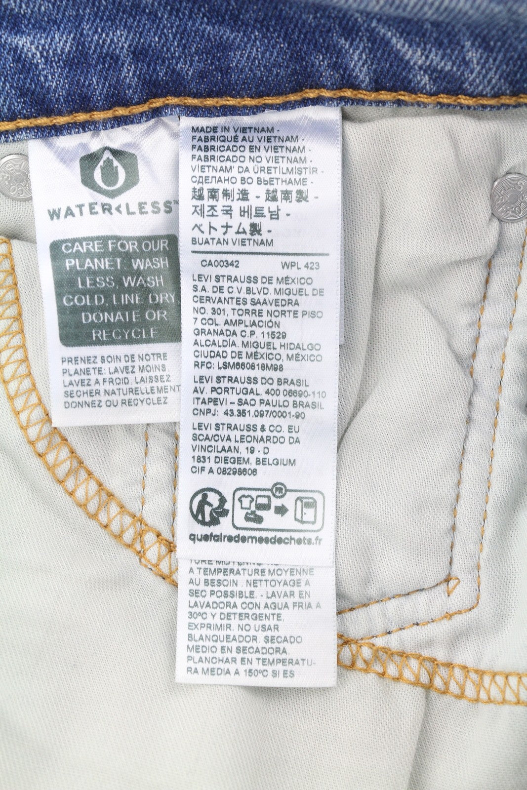 LEVI'S 511 vyriški džinsai W28/L32 Slim Stretch su prailginamu užtrauktuku, išblukintos mėlynos spalvos 