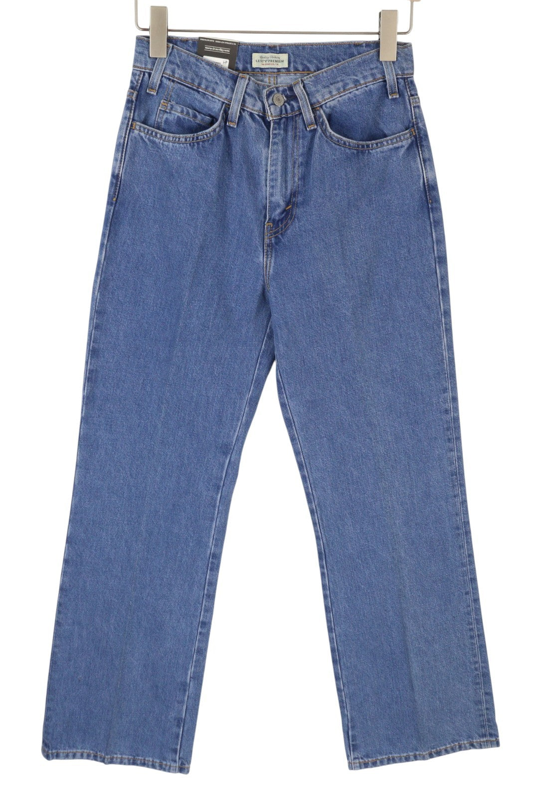 LEVI'S Sta-Prest vyriški džinsai W28/L30 Premium Flare Big E Zip Fly Denim Blue 