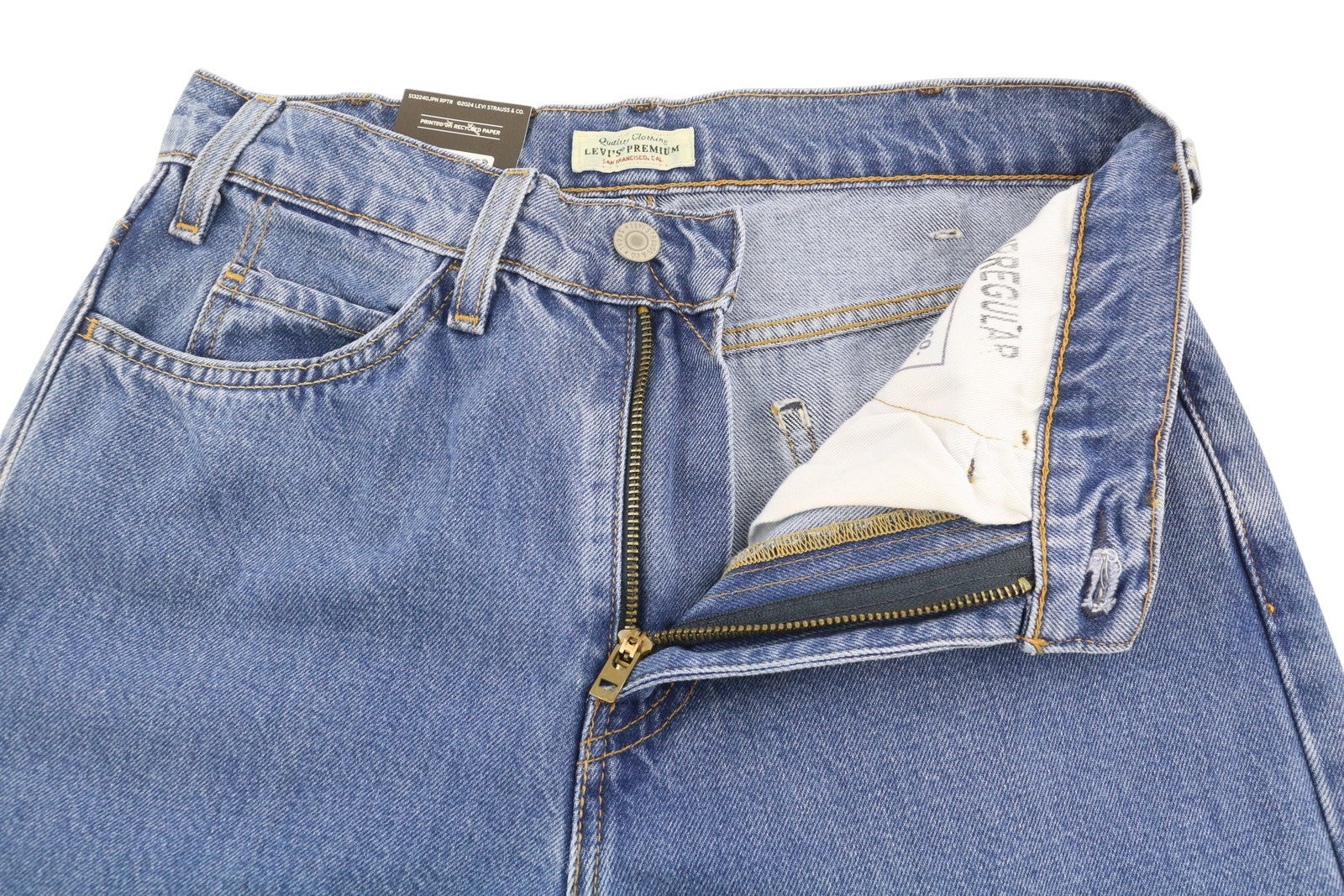 LEVI'S Sta-Prest vyriški džinsai W28/L30 Premium Flare Big E Zip Fly Denim Blue 