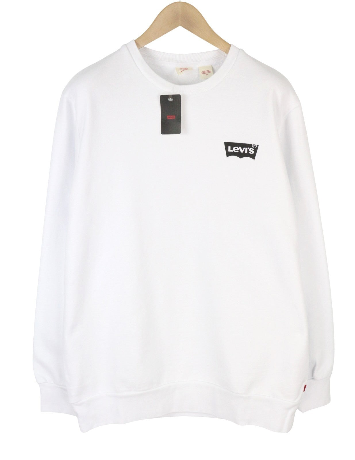 LEVI'S Standard Fit Men Sweatshirt L White Graphic Logo Crew Collar Pullover