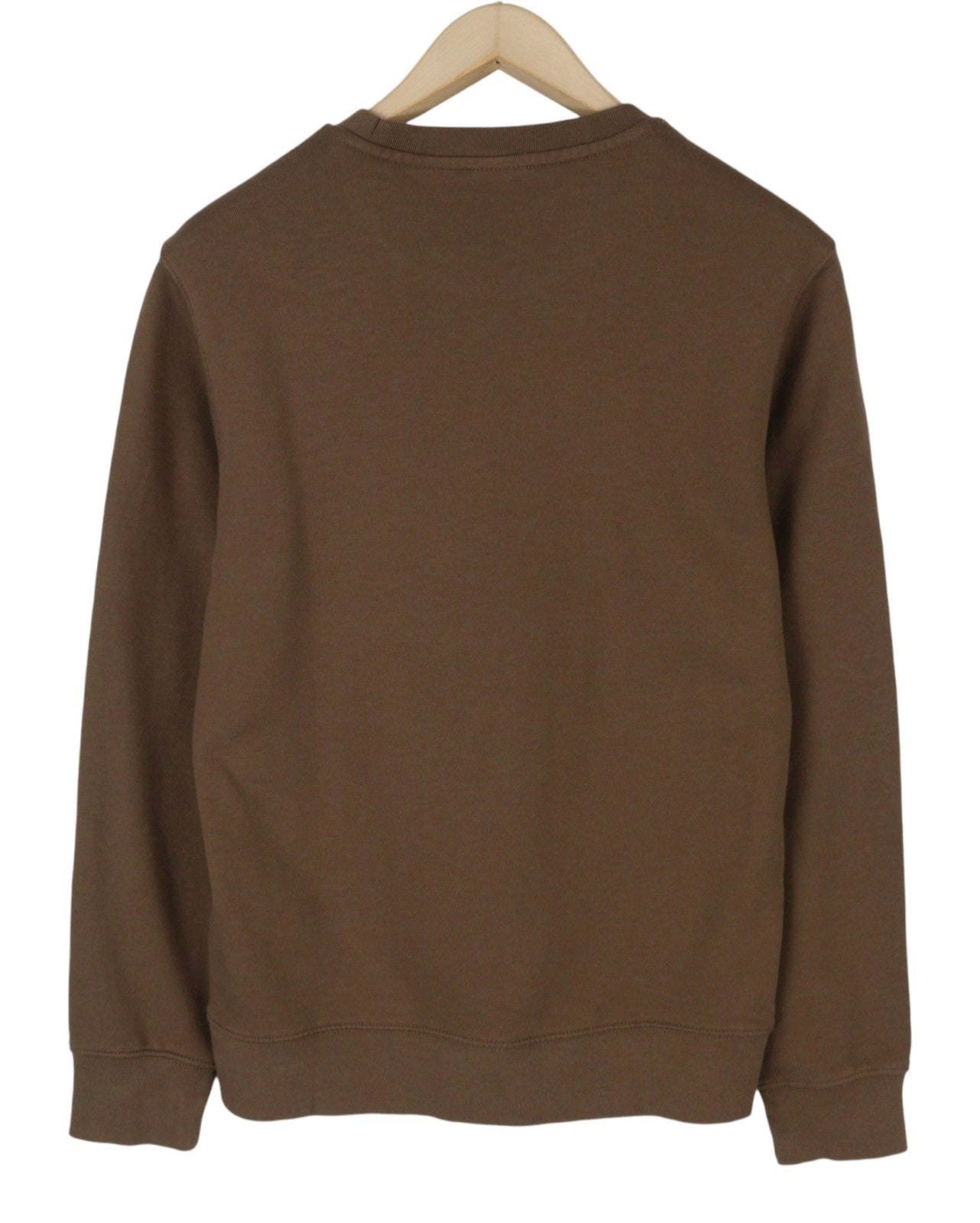 LEVI'S Standard Fit Men Sweatshirt XS Brown Crew Neck Patch Logo Cotton Pullover