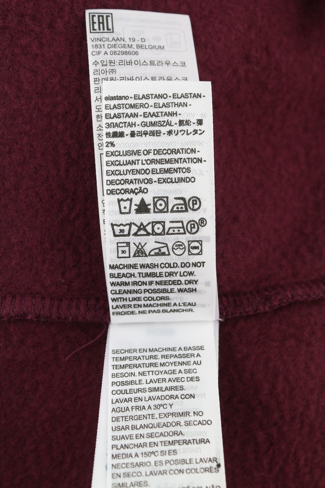 LEVI'S Standard Fit Men Hoodie XL Burgundy Full Zip Patch Logo Straps Hooded