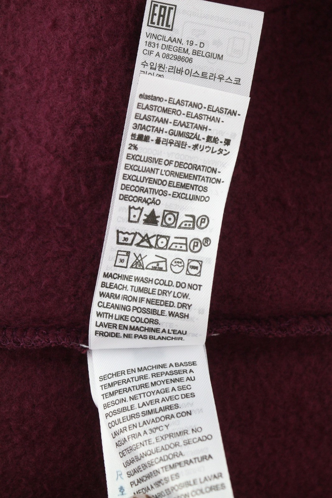 LEVI'S Standard Fit Men Hoodie S Burgundy Full Zip Pockets Patch Logo Hooded